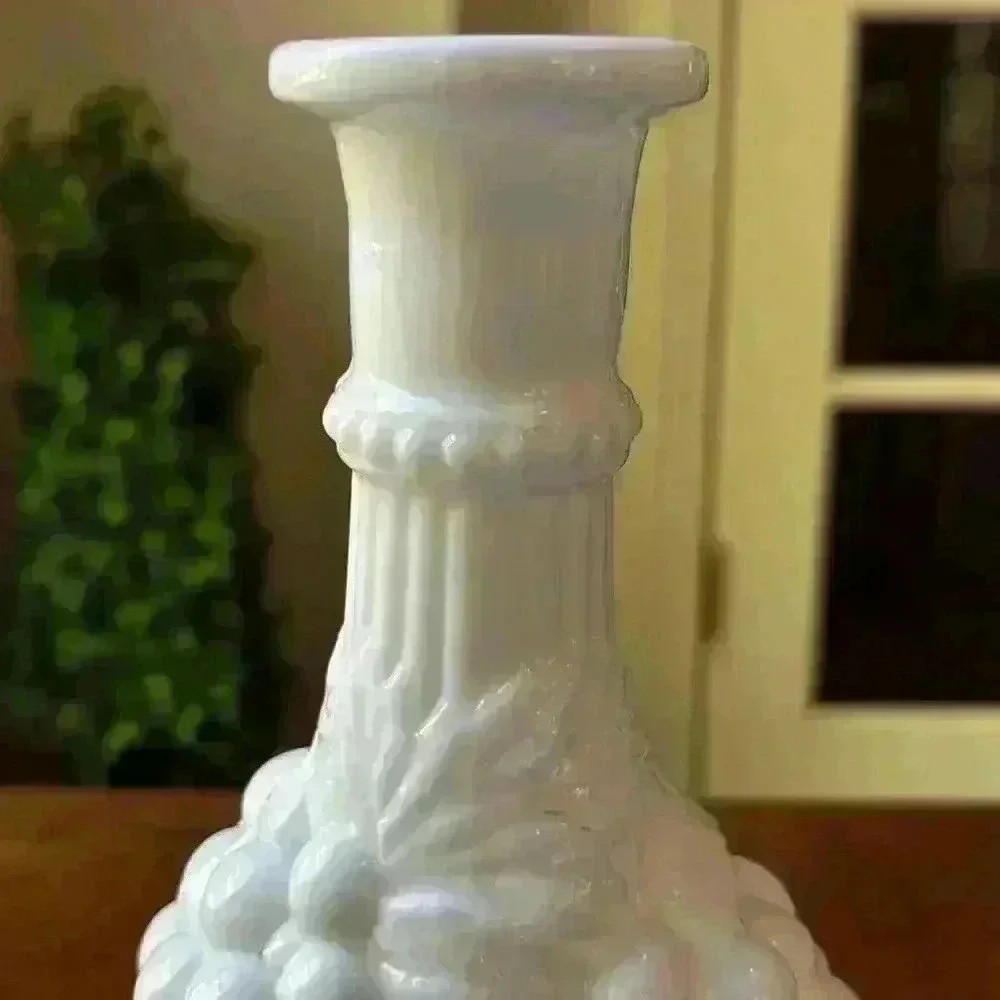 Vintage 1940's Milk Glass Decanter Grape Pattern...Does Not Have A Stopper